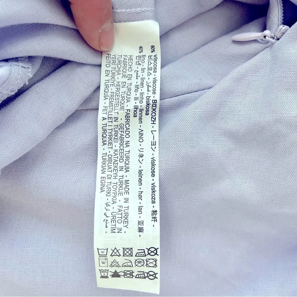 ZARA Women’s Y2K Linen Blend Dolman Sleeve Top Women’s XS Pastel Purple V-Neck - Picture 6 of 8